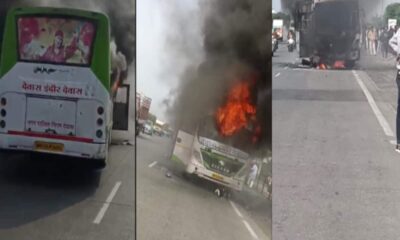 धू-धू कर जली बस, इंदौर में ड्राइवर की सूझबूझ से बाल-बाल बची 30 यात्रियों की जान