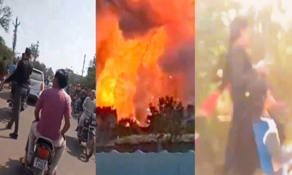 harda factory blast viral video fire in sky debris in air loud explosion many injured