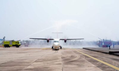 बस्तर के लिए ऐतिहासिक लम्हा: शहर से दिल्ली के लिए फ्लाइट हुई रवाना, वॉटर कैनन से किया गया स्वागत