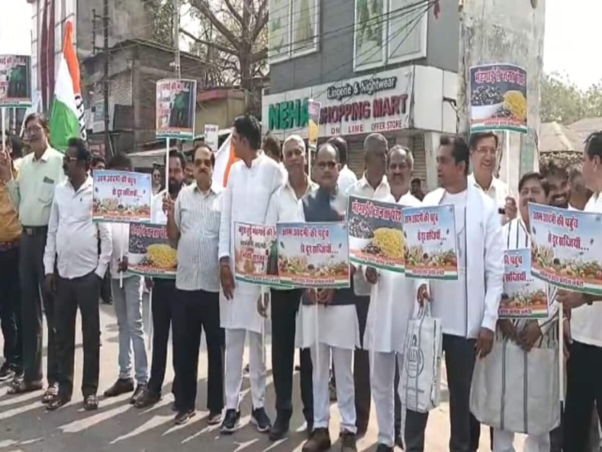 छत्तीसगढ़ में महंगाई के खिलाफ कांग्रेस का प्रदर्शन, सब्जी और राशन लेकर पहुंचे कांग्रेसी कर रहे विरोध छत्तीसगढ़ में महंगाई के खिलाफ कांग्रेस का प्रदर्शन, सब्जी और राशन लेकर पहुंचे कांग्रेसी कर रहे विरोध