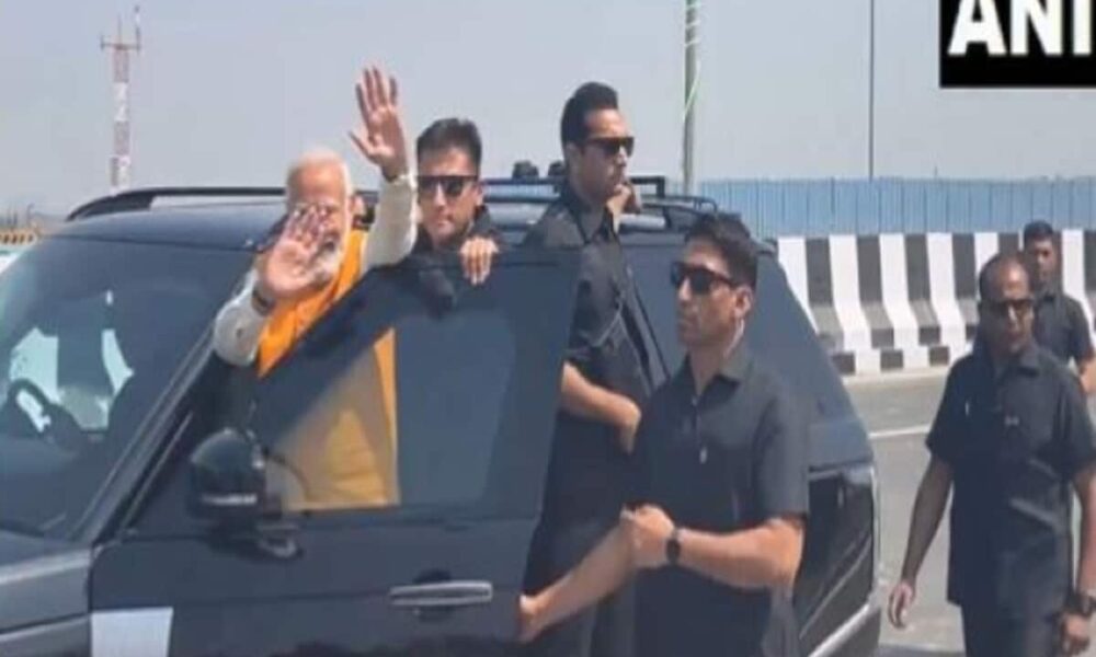 PM narendra Modi holds roadshow in Gurugram inaugurate dwarka expressway people chants jai shri ram