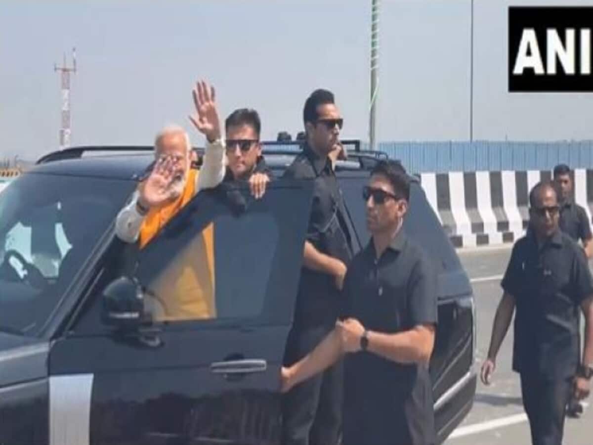 PM narendra Modi holds roadshow in Gurugram inaugurate dwarka expressway people chants jai shri ram