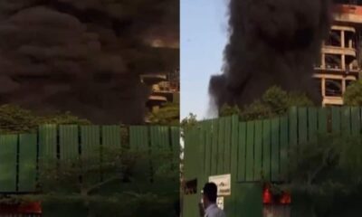 delhi viral video news fire breaks out at under construction central secretariat building – दिल्ली में निर्माणाधीन केंद्रीय सचिवालय की इमारत में आग, दमकल की 8 गाड़ियों ने पाया काबू