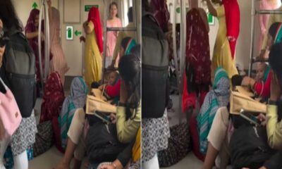 दिल्ली मेट्रो में घूंघट डाल कर डांस करने लगी महिलाएं, लोग क्यों भड़के?