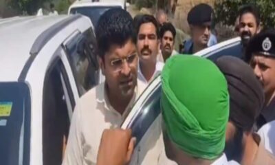 Ex Dy CM Dushyant Chautala became victim of farmers anger forced to get down from car mother Naina Chautala intervene