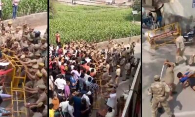 बैरिकेड हटा डासना मंदिर जाने का प्रयास, पुलिस का भीड़ पर लाठीचार्ज, हाईवे पर हंगामा