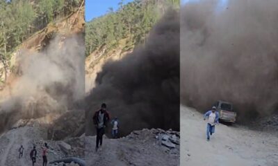 भारत-चीन बॉर्डर पर भरभराकर गिरा पहाड़, VIDEO में देखें कैसे मजदूरों ने भागकर बचाई जान