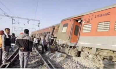 अजमेर में बड़ा रेल हादसा, मदार में साबरमती-आगरा सुपरफास्ट ट्रेन के 4 डिब्बे और इंजन पटरी से उतरे, कई लोग घायल।
