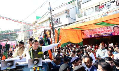 मुख्यमंत्री पुष्कर सिंह धामी ने दिल्ली विधानसभा चुनाव में भाजपा प्रत्याशी पूनम शर्मा के पक्ष में किया रोड-शो