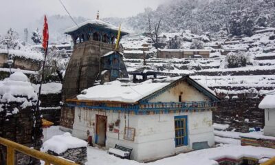 शिव पार्वती विवाह स्थल त्रियुगीनारायण में बर्फबारी, मंदिर की सुंदरता में लगे चार चांद…