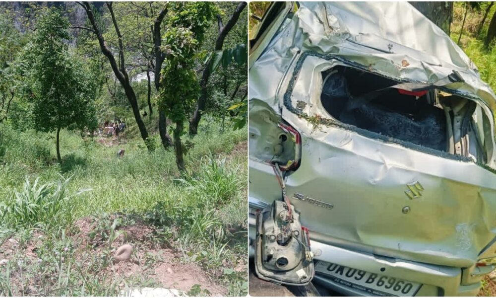 खाई में गिरी कार, महिला की मौत, छह गंभीर घायल…