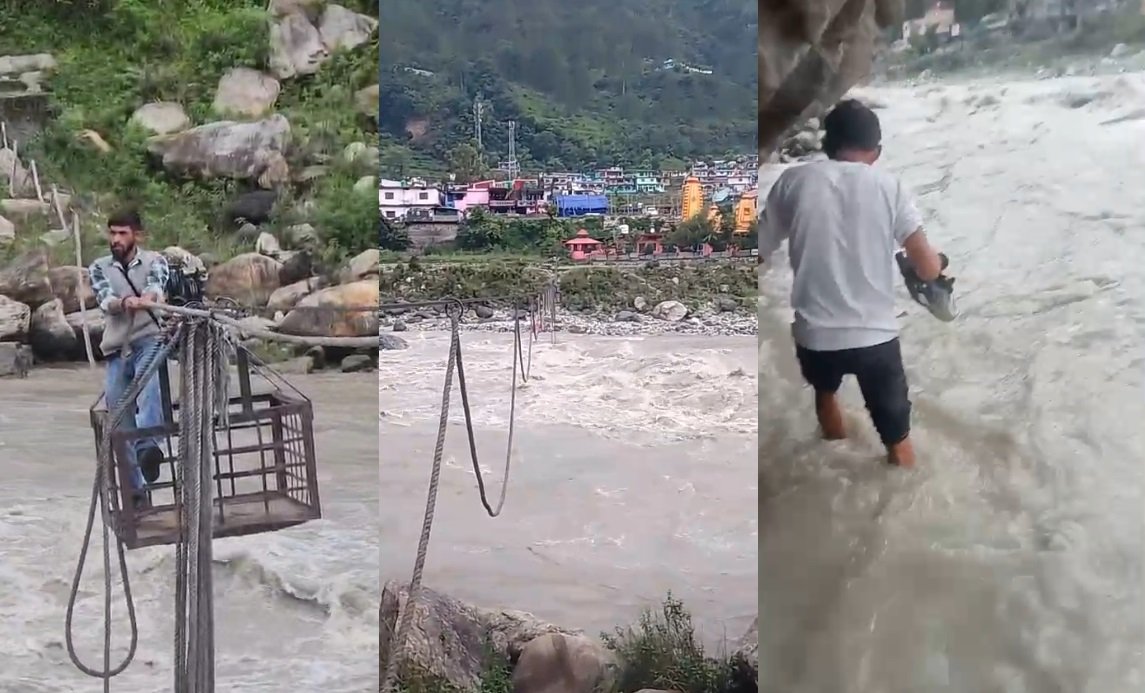 नदी के ऊपर जर्जर ट्रॉली, जंगल में गुलदार का डर—कैद हो गया उत्तरकाशी का स्यूंणा गांव नदी के ऊपर जर्जर ट्रॉली, जंगल में गुलदार का डर—कैद हो गया उत्तरकाशी का स्यूंणा गांव