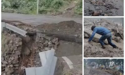 देहरादून से कटा मसूरी-मूसलधार बारिश से मसूरी-देहरादून मार्ग बाधित, पुल टूटा, रेस्टोरेंट ढहे l