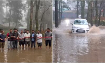 पौड़ी में सड़क बनी ‘नई झील’ युवाओं ने रिबन काटकर किया उद्घाटन l