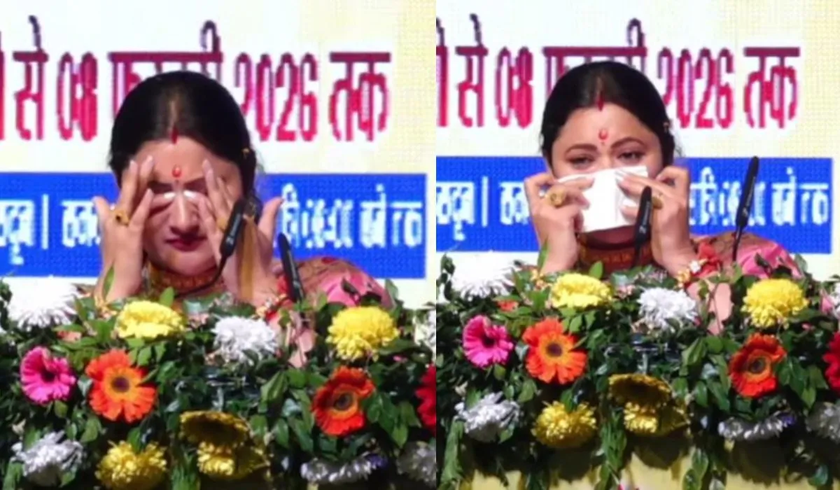 संबोधन के दौरान मंच पर अचानक रो पड़ी गीता धामी, कही ऐसी बात हर कोई हो गया भावुक