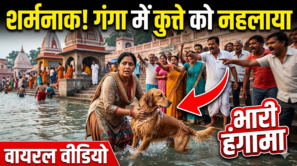 गंगा में पालतू कुत्ते को नहलाने पर सर्वानंद घाट पर भारी हंगामा, वीडियो वायरल