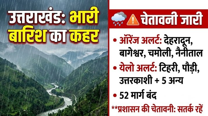 उत्तराखंड में देर रात से हो रही झमाझम बारिश , मौसम विभाग ने कई जिलों के लिए जारी की चेतावनी..