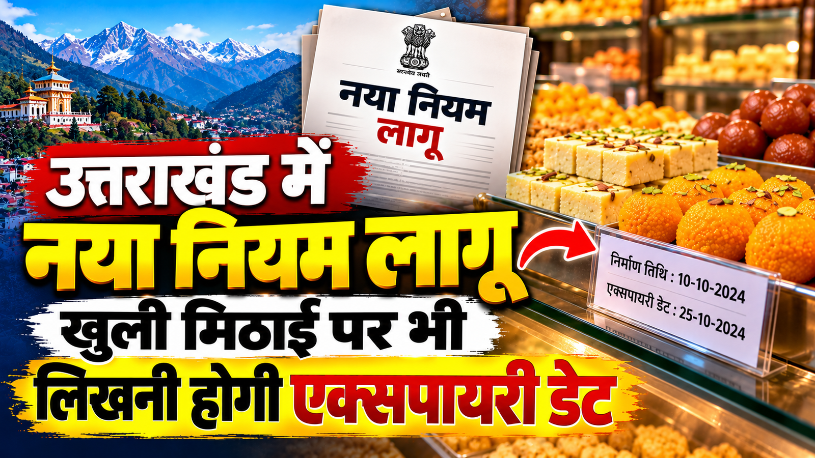 उत्तराखंड में 26 अक्टूबर से नया नियम लागू, खुली मिठाई पर भी लिखनी होगी एक्सपायरी डेट