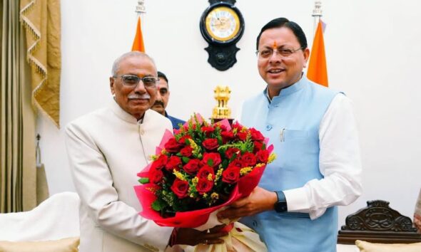 राज्यपाल बनने के बाद सीएम धामी से मिले डॉ. ढाल सिंह बिसेन, मुख्यमंत्री ने किया स्वागत